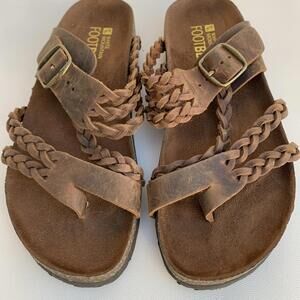 New Footbeds Sandals Flats Genuine Leather Brown Sz 6 Womens